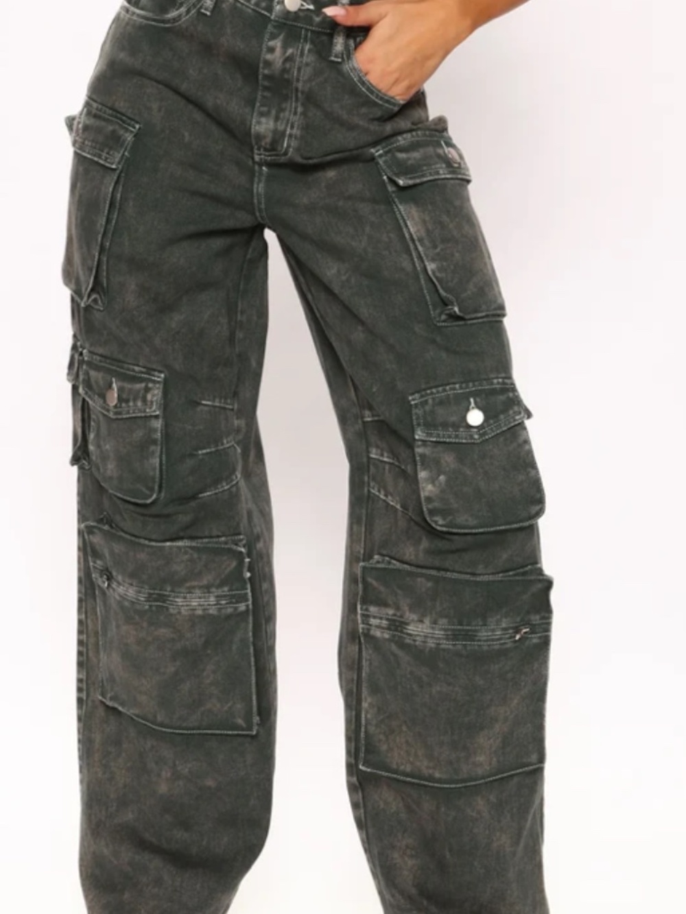 Fashion Nova - Green washed cargo pants